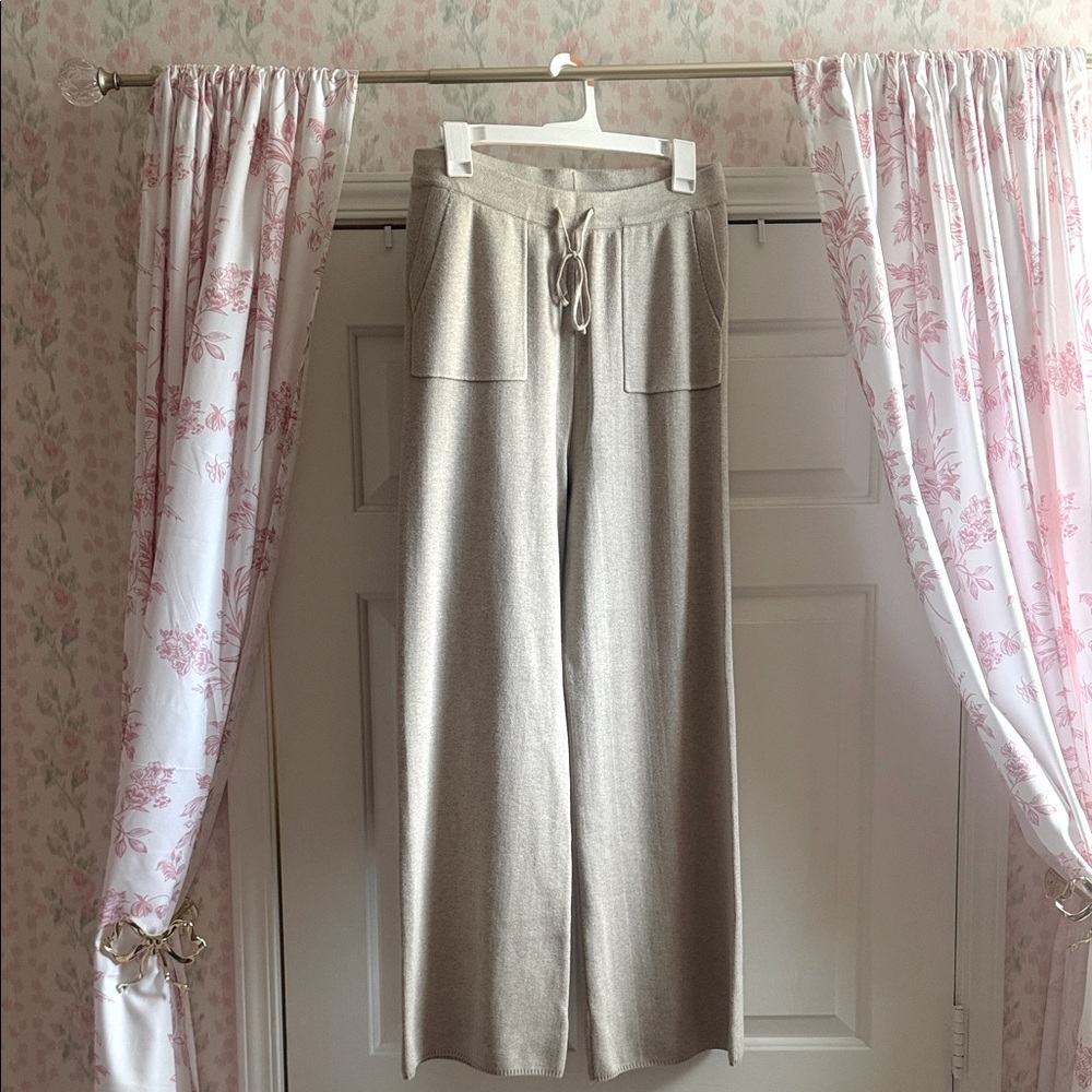 T.J.Maxx Neutral Beige Wide-Leg Drawstring Knit Pants